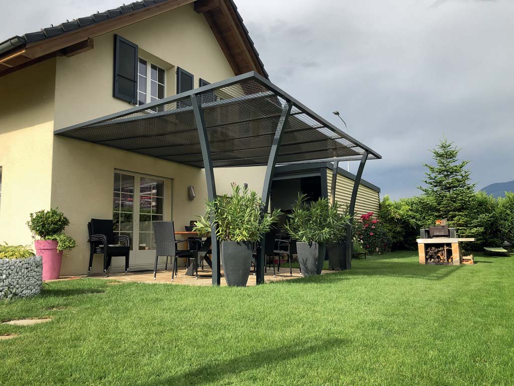 Pergola terrasse construction métallique sur mesure Erteco SA